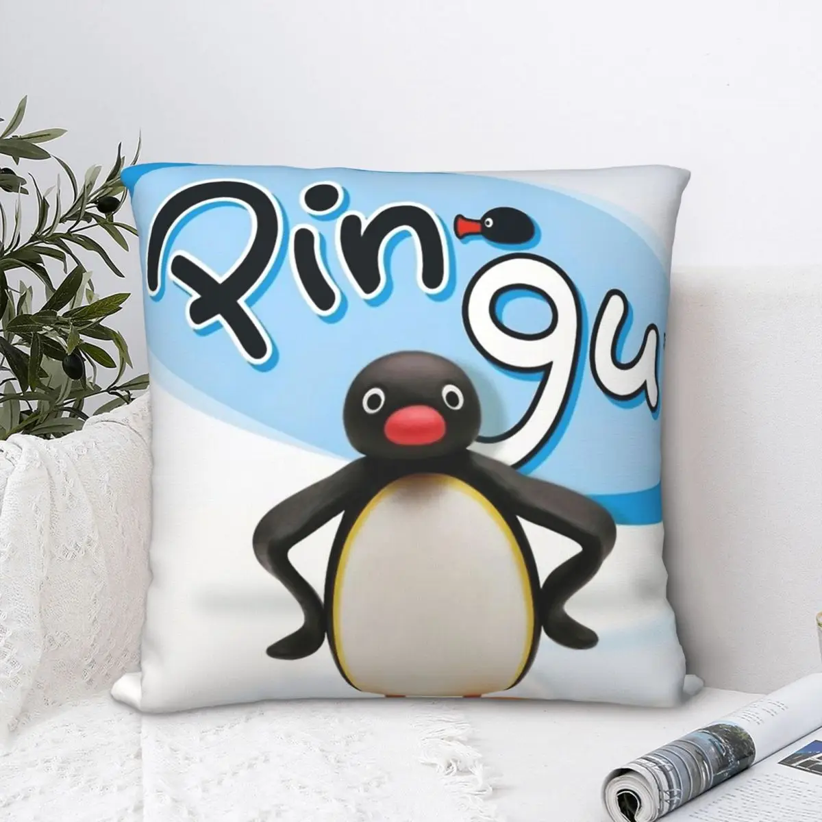 

Pingu Penguin Throw Pillow Case Backpack Coussin Covers DIY Printed Soft Home Decor