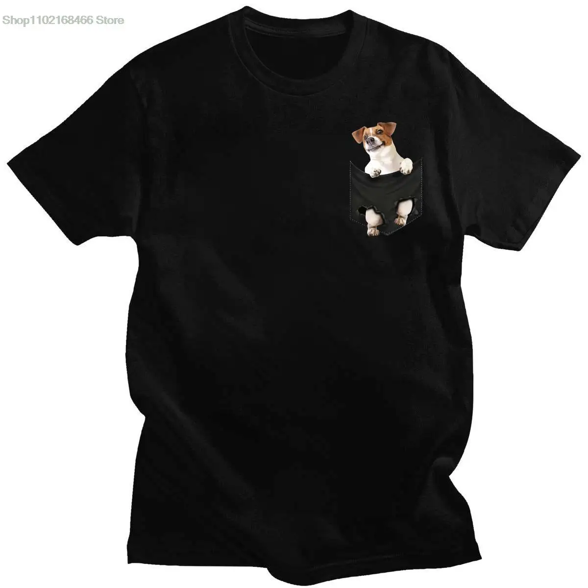 

EU Size Jack Russell Inside Pocket T-shirt Dog LoversT-shirt Black Size S-3XL Men Women Unisex Fashion tshirt