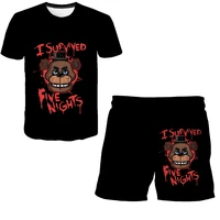 five night in freddy set children suit baby kids clothes boys girls t shirts short pants set home clothes kids costume 4 14 yes