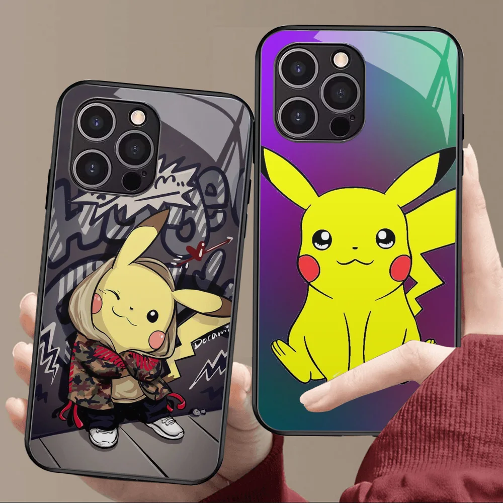 T-8 Pikachu Luxury Tempered Glass Case for Huawei Honor 90 300 X9 50 SE X7b 200 20 X8 Pro Lite 5G