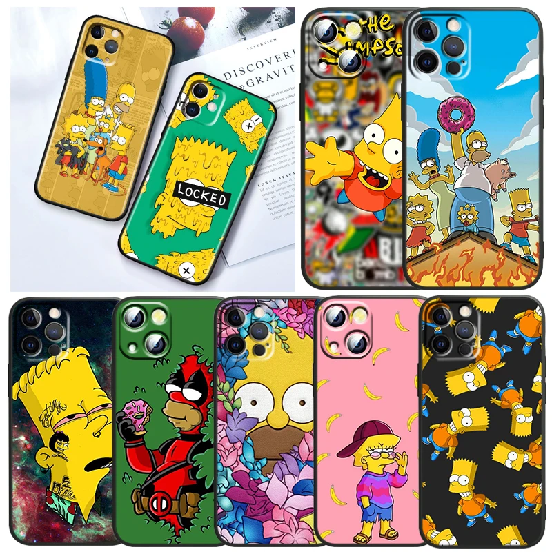 

Boy The Simpson Anime Phone Case For Apple iPhone 14 13 12 11 SE XS XR X 7 8 6 Mini Plus Pro MAX 2020 Black Soft Cover