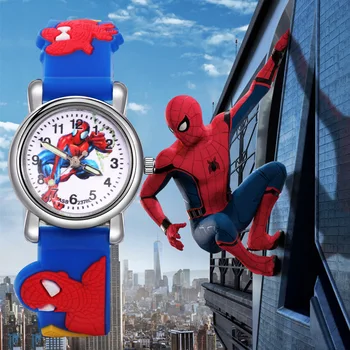 Disney Superman Car Children Cartoon Watches Spiderman Colorful Led Light Boys Watch Girls KidsGift Clock Wristwatch 2