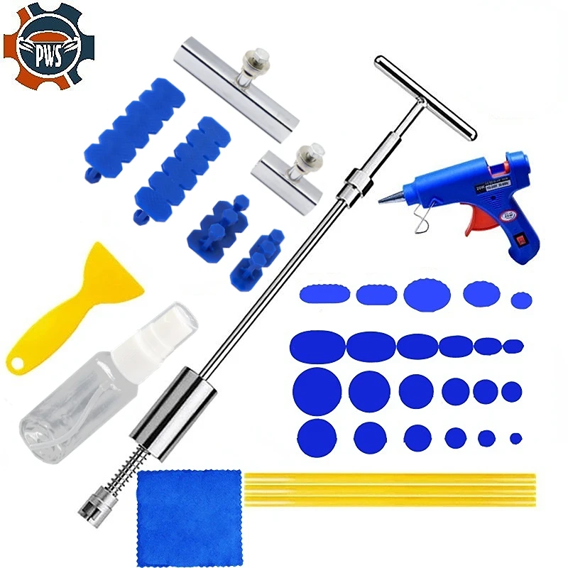 New Car Paintless Dent Repair Tools Puller Removal Kit Slide Hammer Reverse Hammer Tool Body Suction Cup Adhesive Blue Glue Tabs