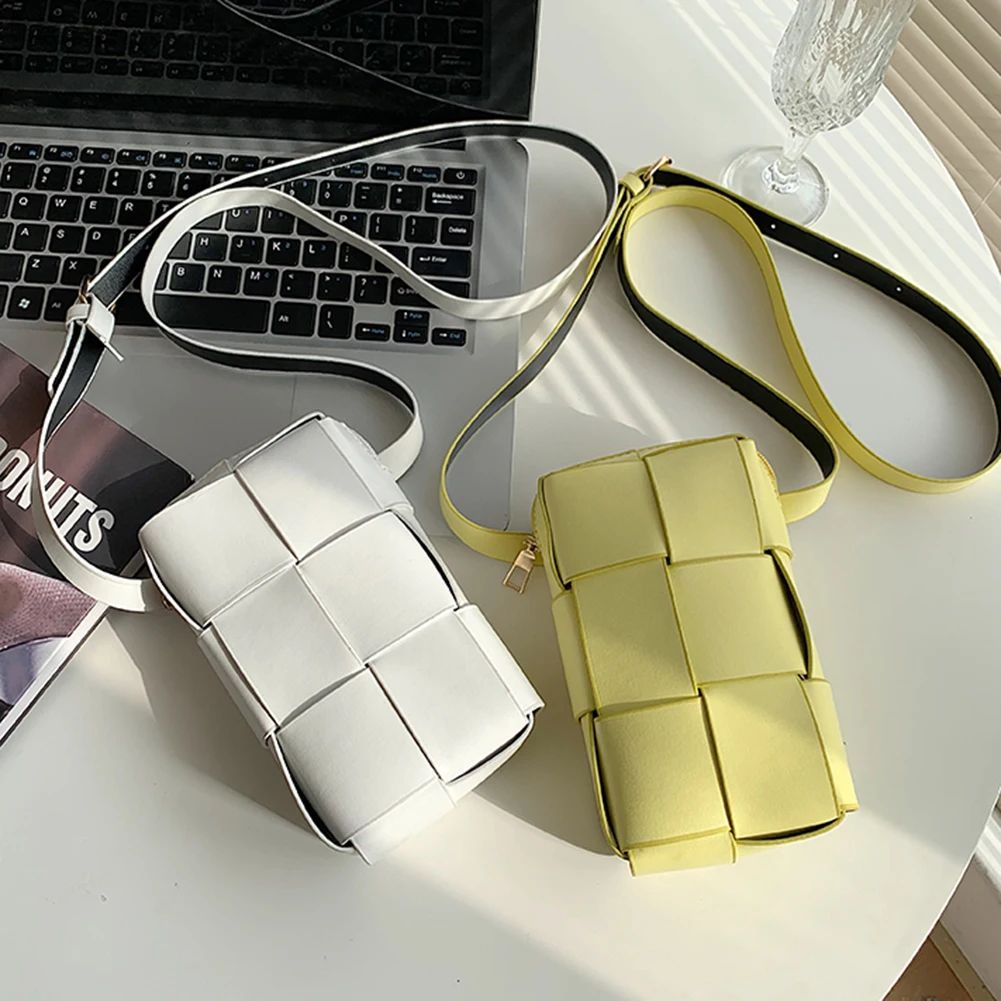 

Маленькая плетеная женская сумка через плечо из искусственной кожи, Женская Роскошная брендовая сумка через плечо, роскошная плетеная касс...