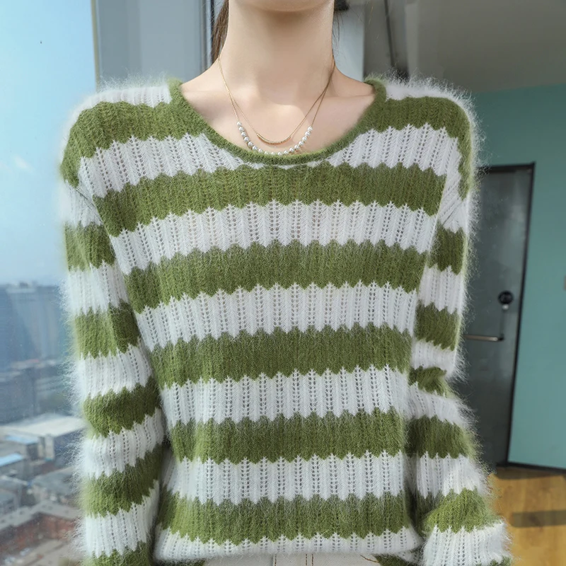 Свитер из 100% норкового кашемира осенне-зимний новый женский джемпер с круглым