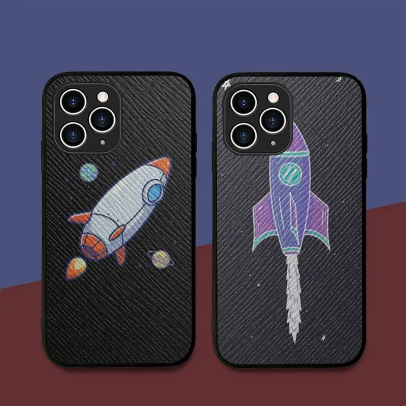 

Rocket Phone Case Hard Leather Case for iPhone 11 12 13 Mini Pro Max 8 7 Plus SE 2020 X XR XS Coque