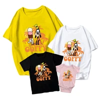 family matching clothes 2022 new disney goofy holding ice cream t shirt baby girl boy easy adult unisex casual wild round neck