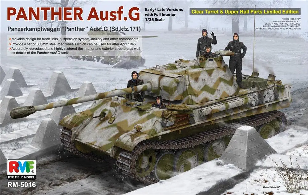 Ryefield-модель 1/35 5016 Sd.Kfz.171 Panther Ausf.G w/полная внутренняя/прозрачная деталь | Игрушки и