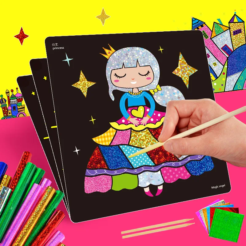 Детская самодельная Милая Волшебная переводная красочная наклейка переводная картина ремесла Искусство творческая картина Wticker ремесла игрушки подарок для детей