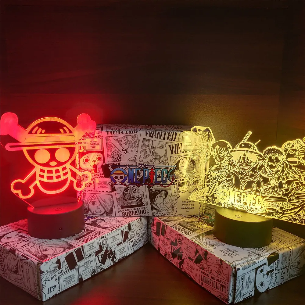 

One Piece Anime Figure Lamp Zoro Luffy Sanji Ace Night Lights Bedroom 3D Gift Box Birthday Action Figure Nami Toys Doll Manga