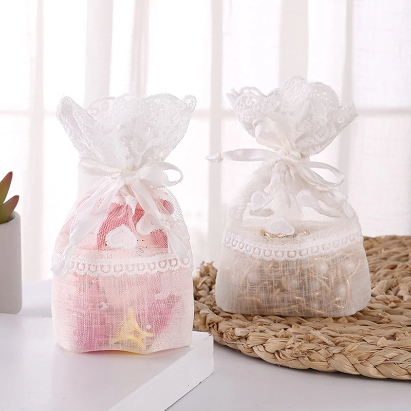 Белый Кружевной Мешочек На Шнурке Для Ювелирных Изделий Рождественские Карманы