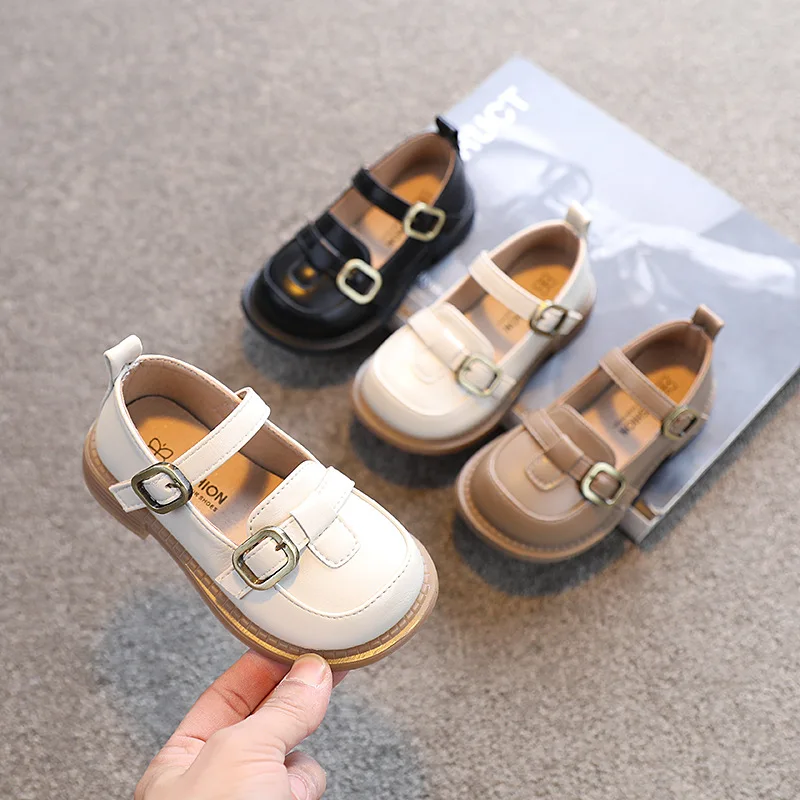 

Kids Shoes for Girl Spring 2022 Korean Version of Little Girls Loafers In Children's Thick Sole Single Soft Sole Princess Shoe