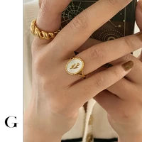 ghidbk french elegant tulip shell ring for women femme bijoux romantique floral open ring minimalist statement jewelry ins style
