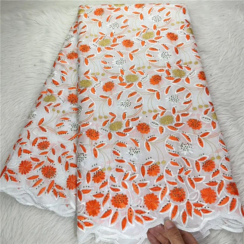 

Швейцарская Кружевная Ткань 5 ярдов, новейшая Тяжелая вышивка бисером, африканская 100% хлопчатобумажная ткань, швейцарская вуаль, кружево, популярный Дубайский стиль HL10908