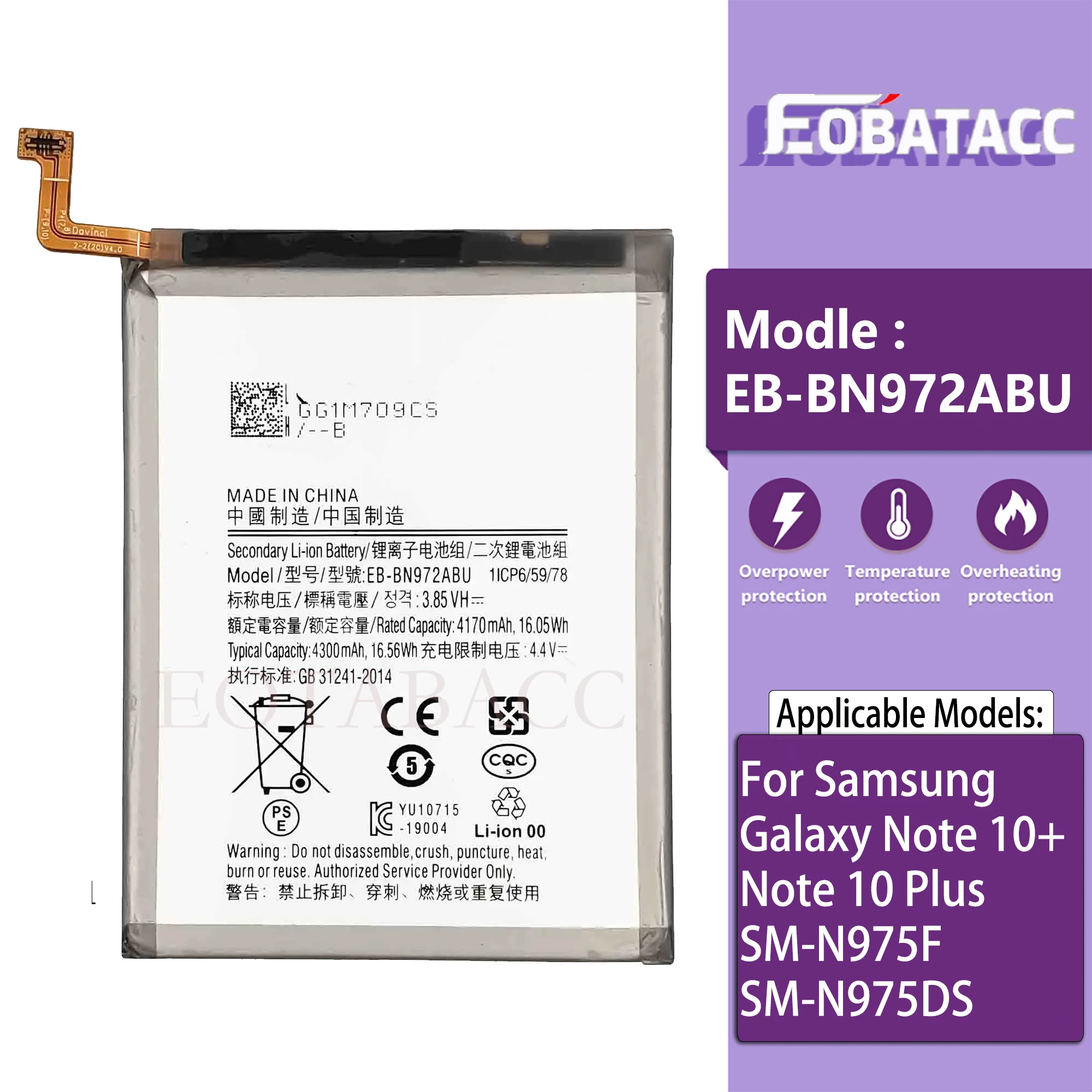 100% аккумулятор большой емкости EB-BN972ABU 4300 мАч для Samsung Galaxy Note 10+ 10 Plus SM-N975F SM-N975DS