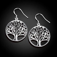 free shipping hot sale 925 silver for women wedding lady retro tree of life wedding party earring jewelry best gift