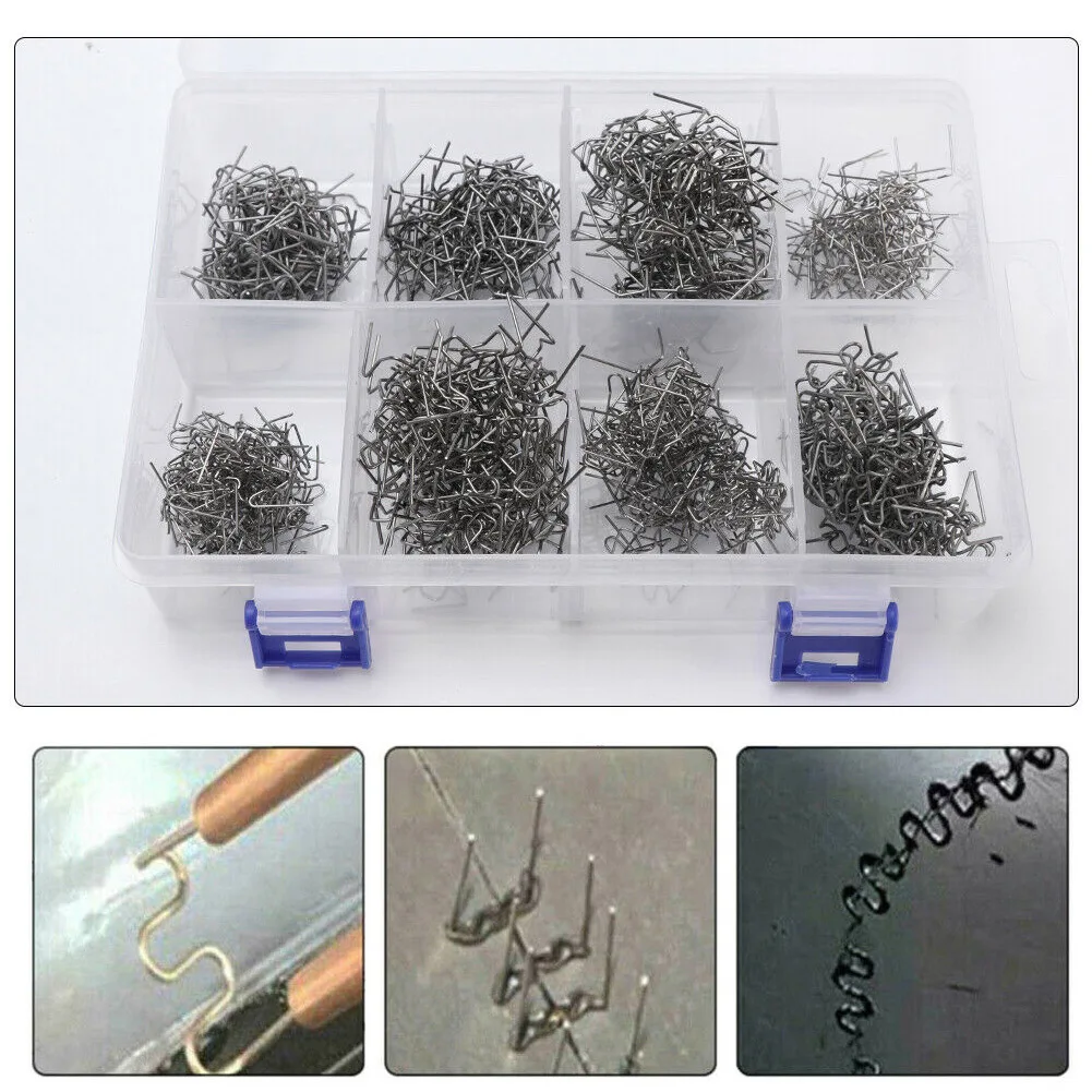 

800pcs Car Bumper Diameter 0.6/0.8mm Thermal Welding Tool Hot Stapler Plastic Repair Right Angle Wave Staples Durable Anti-wear