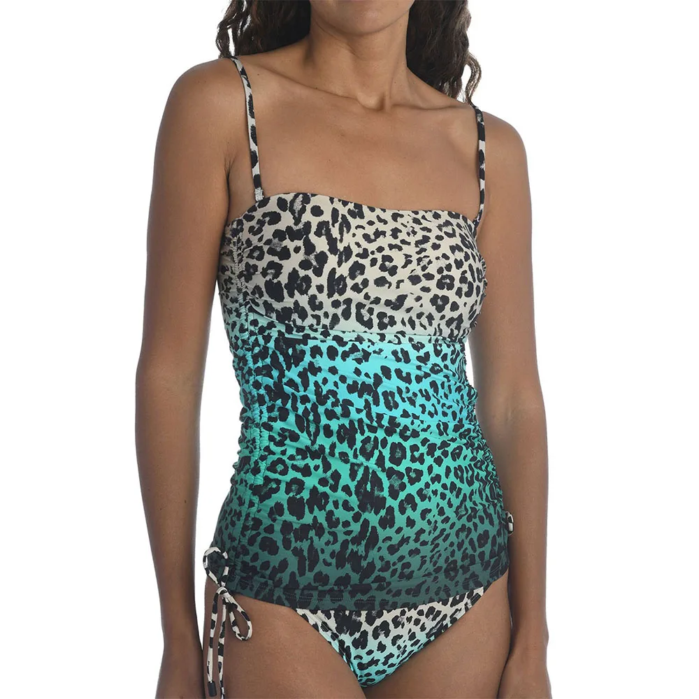 

Tummy Control Tankini Women's Swimsuit Feminine Bikinis Set Swimwear Leopard Two Pieces Detachable Strap Bathing Suits