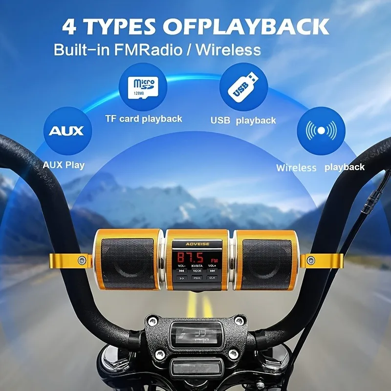 Беспроводные стереодинамики для мотоцикла квадроцикла крепление на руль
