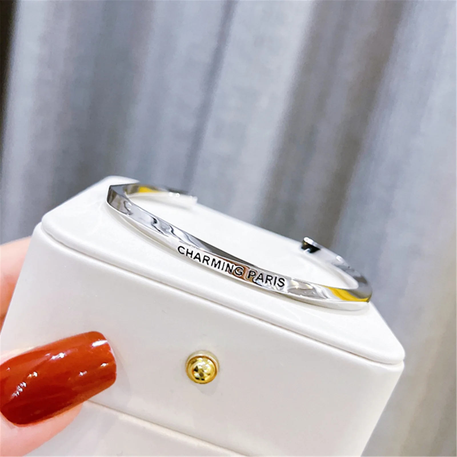 New In Korean Style Simple Ripple Pattern Cuff Bracelet  Bangle For Women Fashion  Advanced Charms Bracelets Accessories