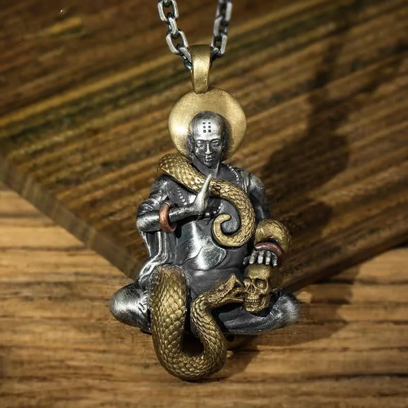 

Buddha Snake Skull Head Serenity Necklace Pendant