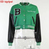 ed iqyipai baseball uniform jacket letter print top coat streetwear casual punk vintage bomber jacket short bomber jacket for wo