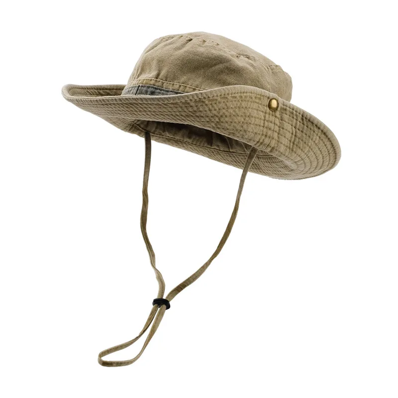 Summer Men's And Women's Vintage Water Wash Fisherman's Hat Sunscreen Outdoor Mountaineering Fishing Hat Western Cowboy Hat