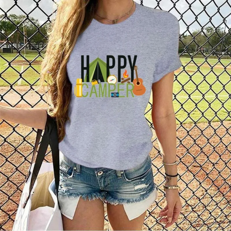 

Women's Fashion Short-sleeved T-shirts with Printed Patterns, Women's Tops Casual Girls' T-shirts with Round Collars Oversized