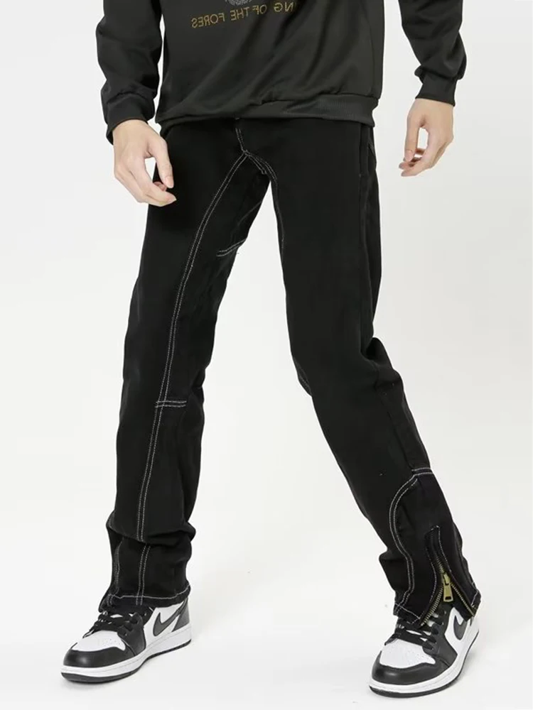 Black Jeans Men's Straight Leg Pants Y2k Denim Cloth Super Street Clothing Tentyol Men's Slim Men's Fashion Clothing Men Pants