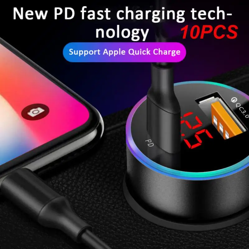 

10 шт., автомобильное зарядное устройство с двумя USB-портами