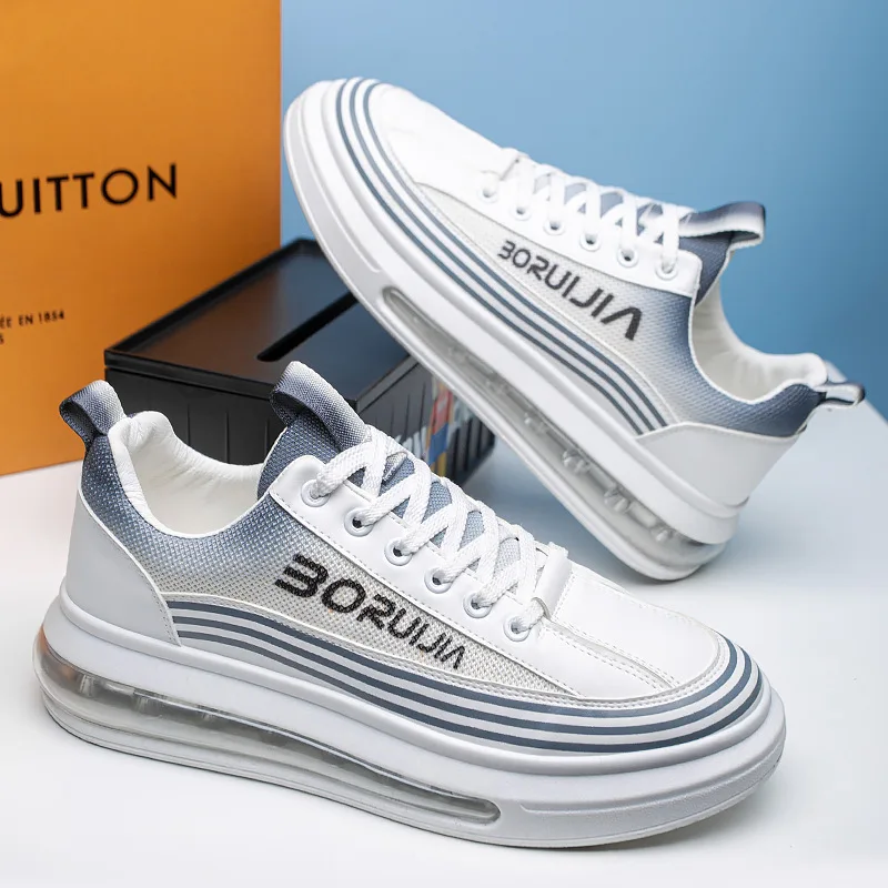 

Men's Shoes Summer New Male Air Cushion Breathable Sneakers Lace Up Fashion Casual Shoes Exercise Heightened Platform Shoes Men