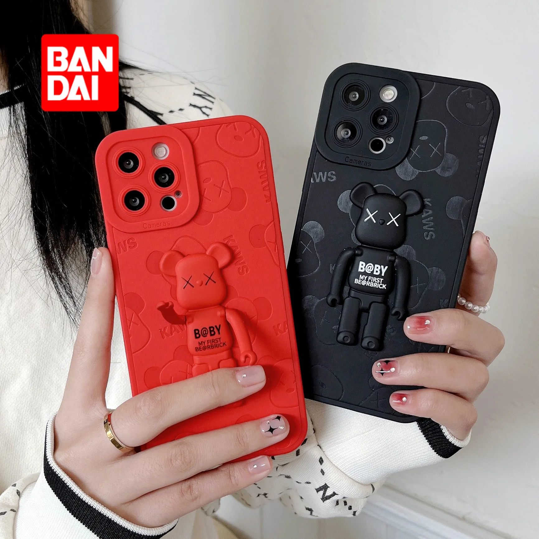 

Роскошный 3D чехол Bandai с медведем для телефона IPhone 13, 12, 11 Pro Max, X, Xs Max, Xr, 7, 8, Puls, трендовая брендовая задняя крышка, Мультяшные мягкие чехлы