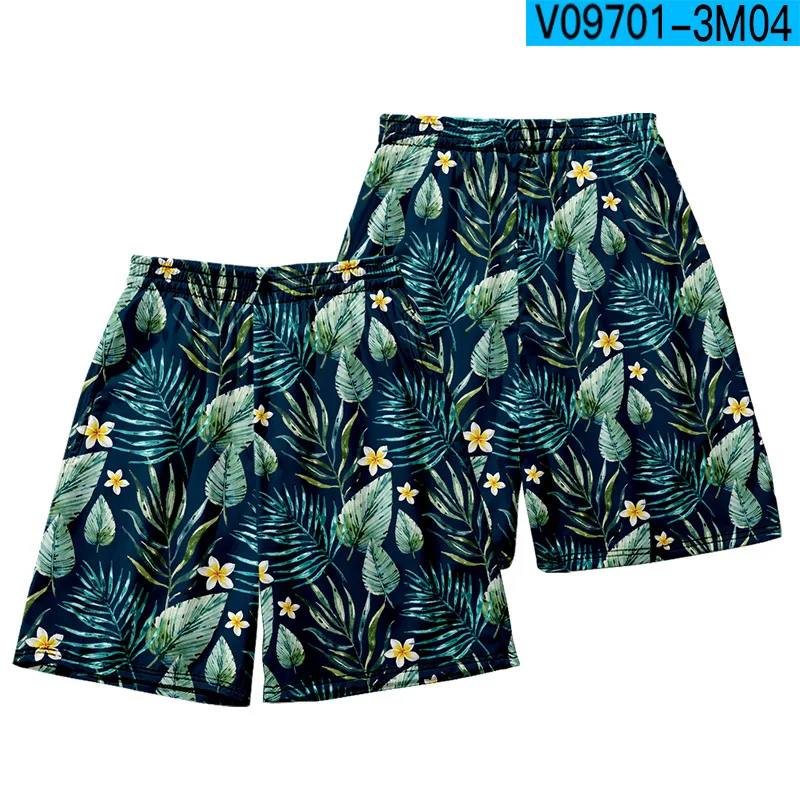 Men Summer Beach Shorts Print Casual Loose Sleep Bottoms S-4XL Elastic Waist Pajamas Pant Thin Rayon Home Trousers