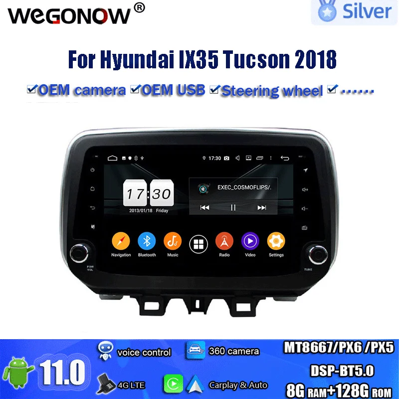 Для Hyundai IX35 Tucson 2018 DSP IPS 9 &quotAndroid 11 0 8Core 128G ROM 8G RAM автомобильный DVD-плеер GPS map RDS радио