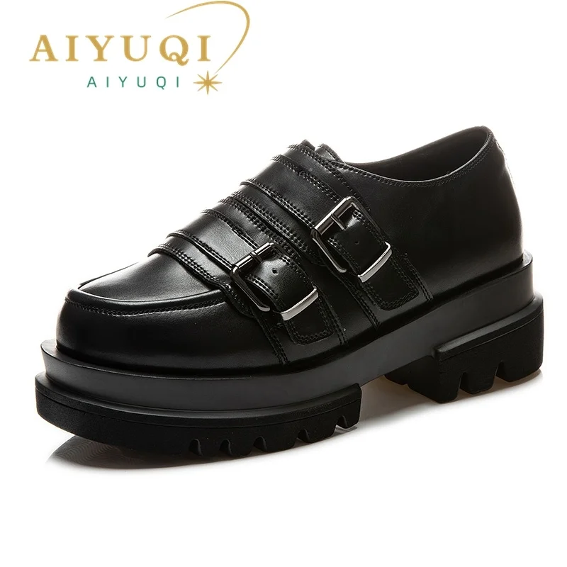 

Женские мокасины из натуральной кожи, на платформе