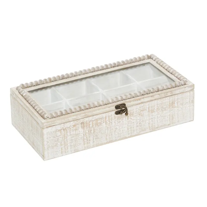 

Elegant 4"H White Farmhouse Wood Decorative Box, 1-Piece for Your Home Decorating Needs.