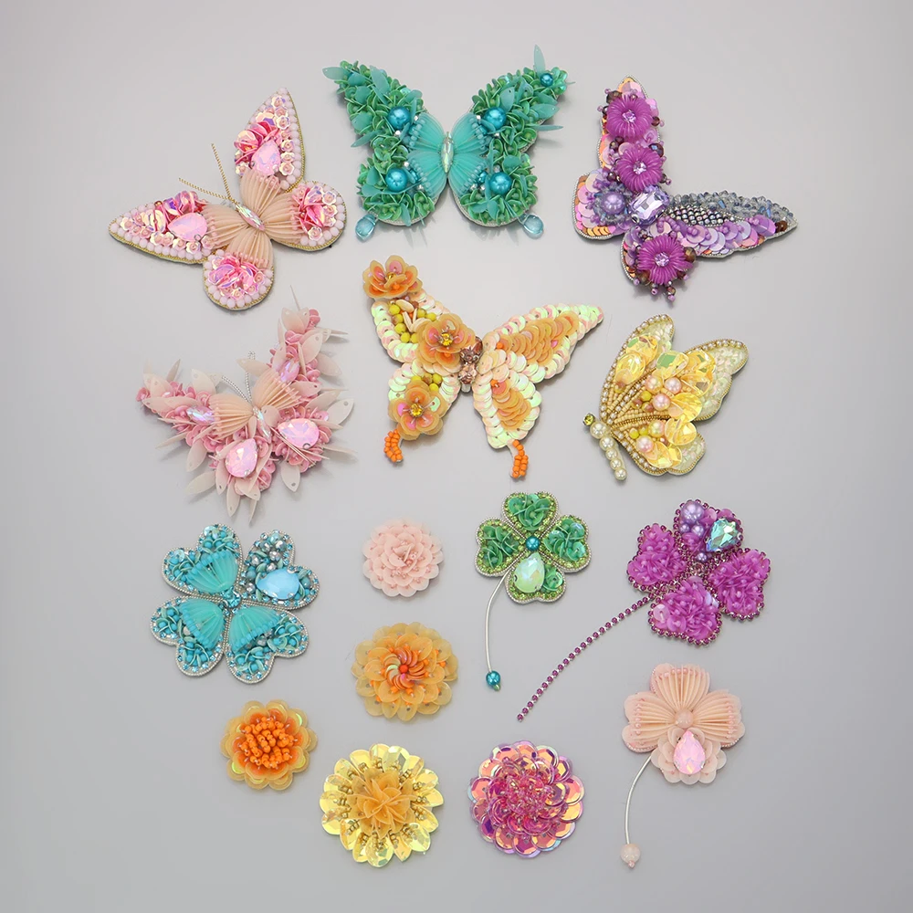 3d-разноцветные блестки в виде бабочки бусин четырехлистного клевера цветов