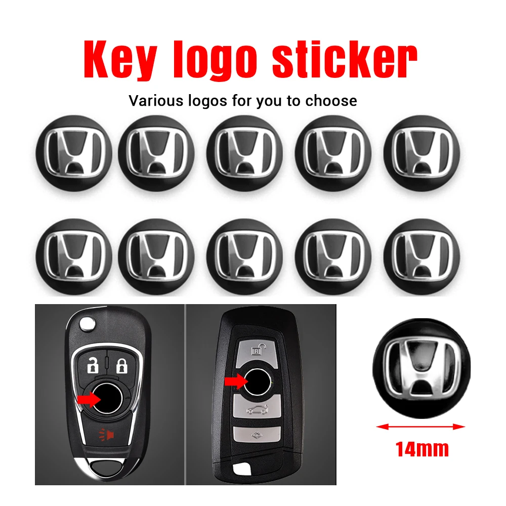 

10PCS Auto Key Remote Fob 3D Aluminum Decal for Honda Civic 10Th Gen Ek Accord Crv Bonda MUGEN CITY TYPER Car Key Shell Stickers