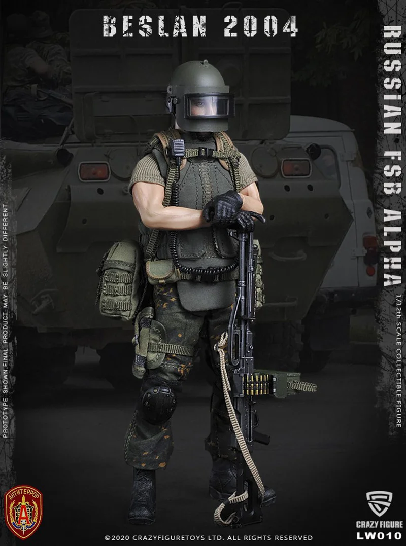 

1:12 Scale LW010 Model Russian Alpha Special Forces Machine Gunner Beslan 2004 Full Set For 6Inch Action Figure Body Toys Dolls
