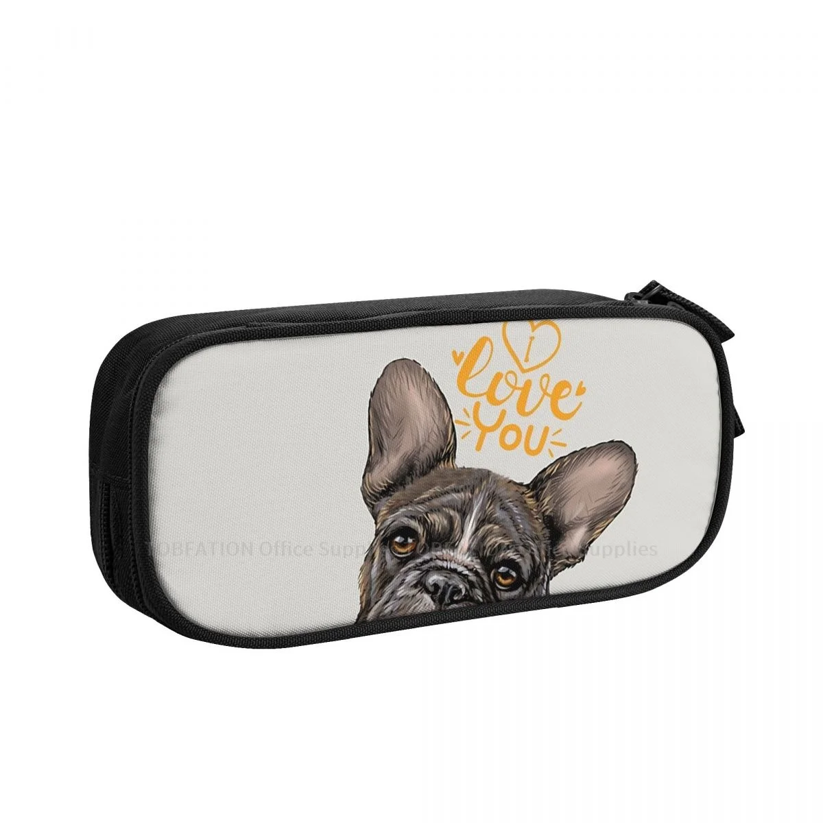 

Valentine Black Pencase French Bulldog Pet Pencil Bag Girls Boys Student Stationary Bags Large Capacity Double Zipper