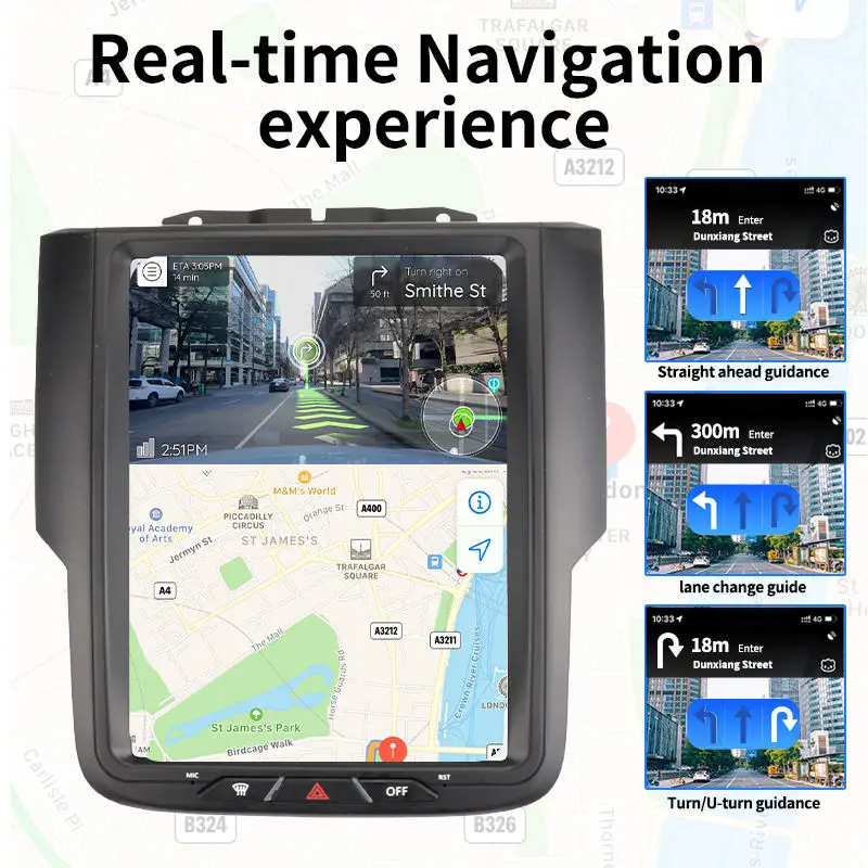 Вертикальный экран 10 5 дюймов Android 13 Автомобильный видео DVD радио плеер для Dodge Ram