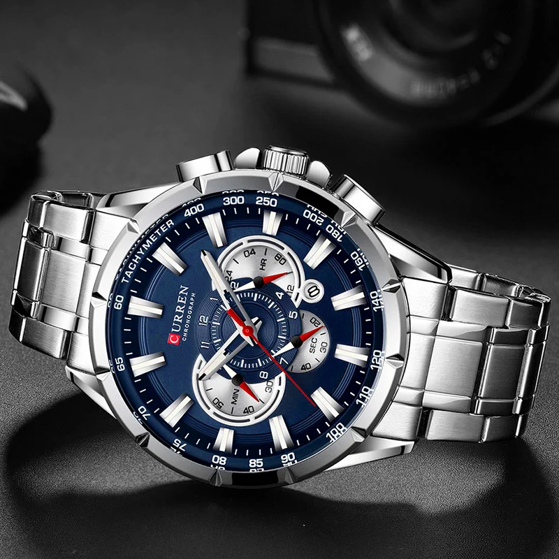 

Men’s Watches Top Brand Luxury Chronograph Quartz Men Watch Waterproof Sport Wrist Watch Men Stainless Steel Male Clock