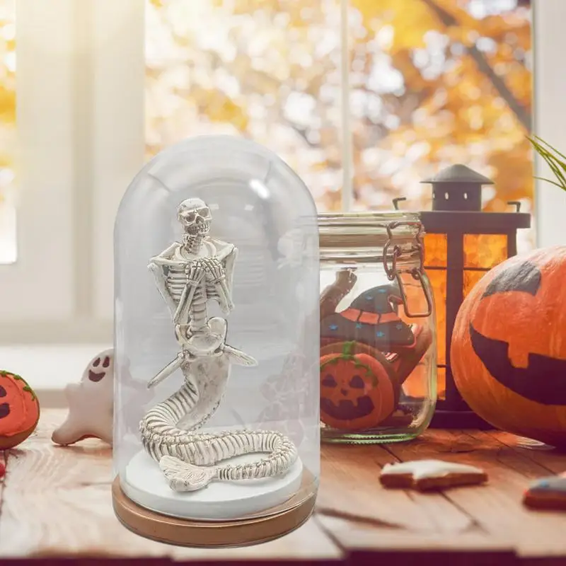 Скелет Русалки Купол Декор Скульптура Ужаса Настольная Новинка Статуя Хэллоуин