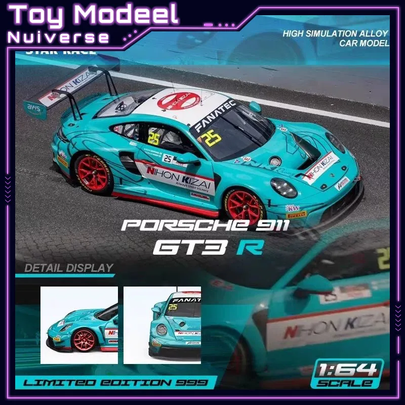 Фото Star Race SR 1:64 Porsche 911 GT3R светло-голубой # 25 литых моделей автомобилей, статическая коллекция, украшение для рабочего стола, идеальный подарок для мальчиков №1