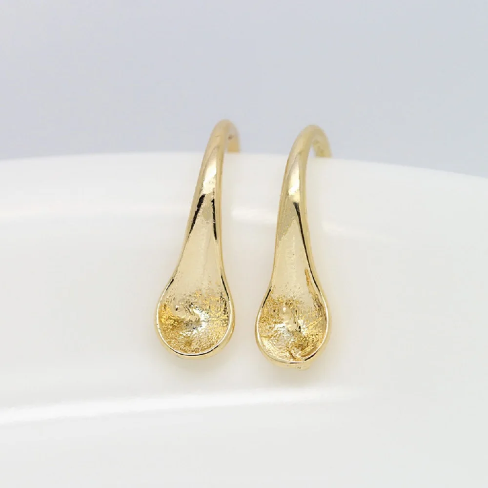 DIY Earring Accessories Material Wholesale Plating Real Gold Earing Hooks For Jewelry Making Clip Semi-Finished Metal Ear Hook
