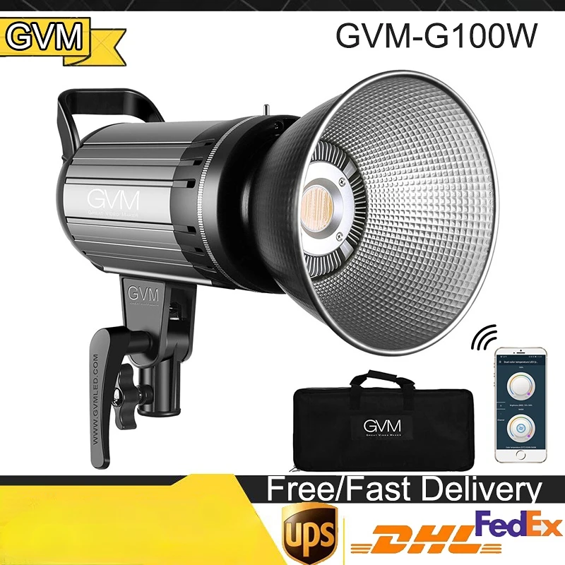 

GVM 90W LED Video Light 3200K~5600K Bowens Mount Led Continuous Video Light With APP Control System For Video Recording