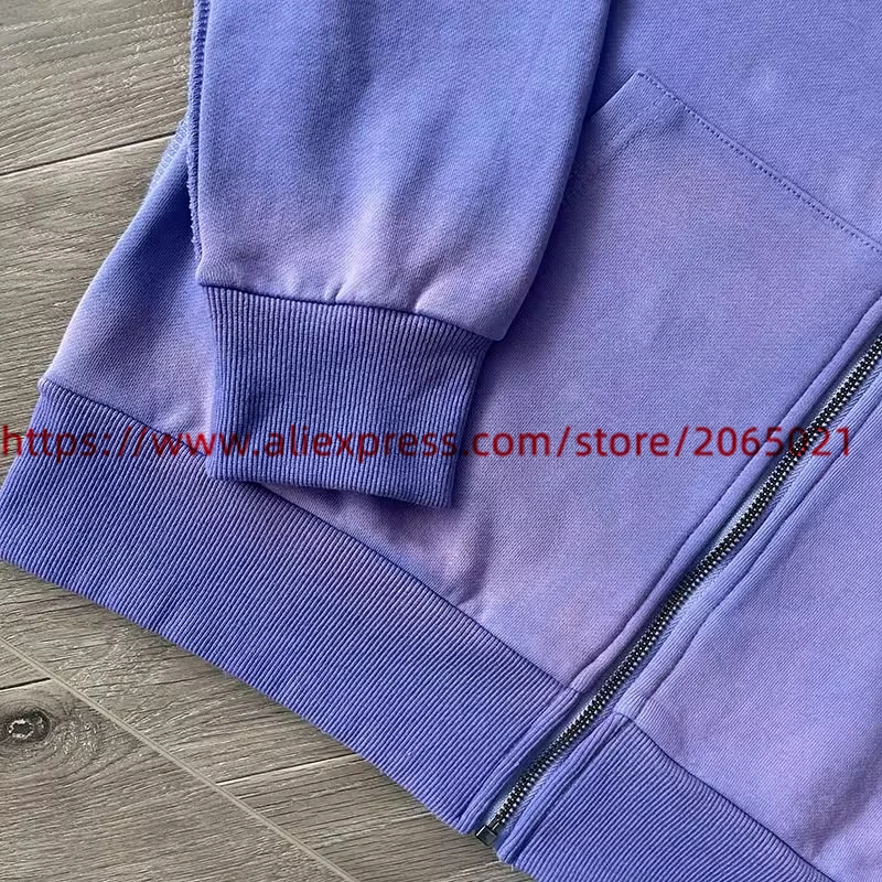 Лавандовый лоскутный кардиган с застежкой-молнией и капюшоном