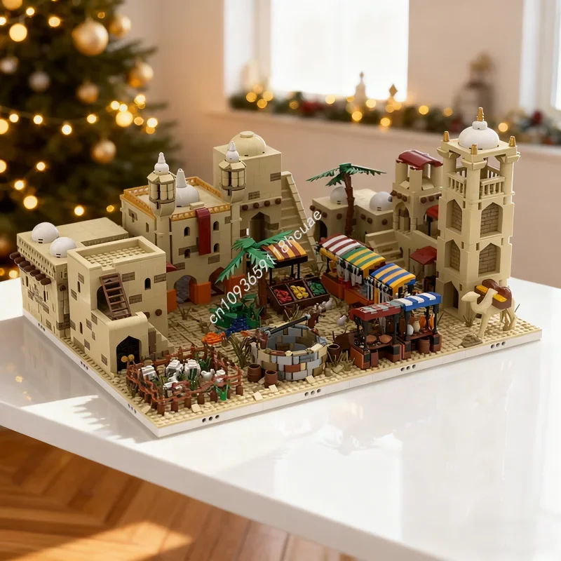 Фото 3957 деталей MOC: Модульная модель «Пустынная деревня» — конструктор, подарок на праздник, игрушка для сборки, идея для творчества, кирпичики DIY №1