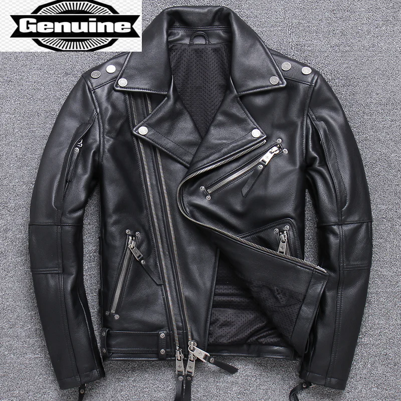 

Jacket New 100% Cow Leather Men Motorcycle Coat Casaul Streetwear Coats Autumn Men's Clothing Jaqueta Masculina WPY3133