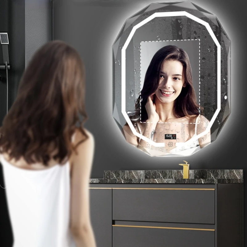 

Настенное зеркало, необычное висячее зеркало для ванной комнаты со светодиодной подсветкой, косметическое зеркало для украшения, креативн...
